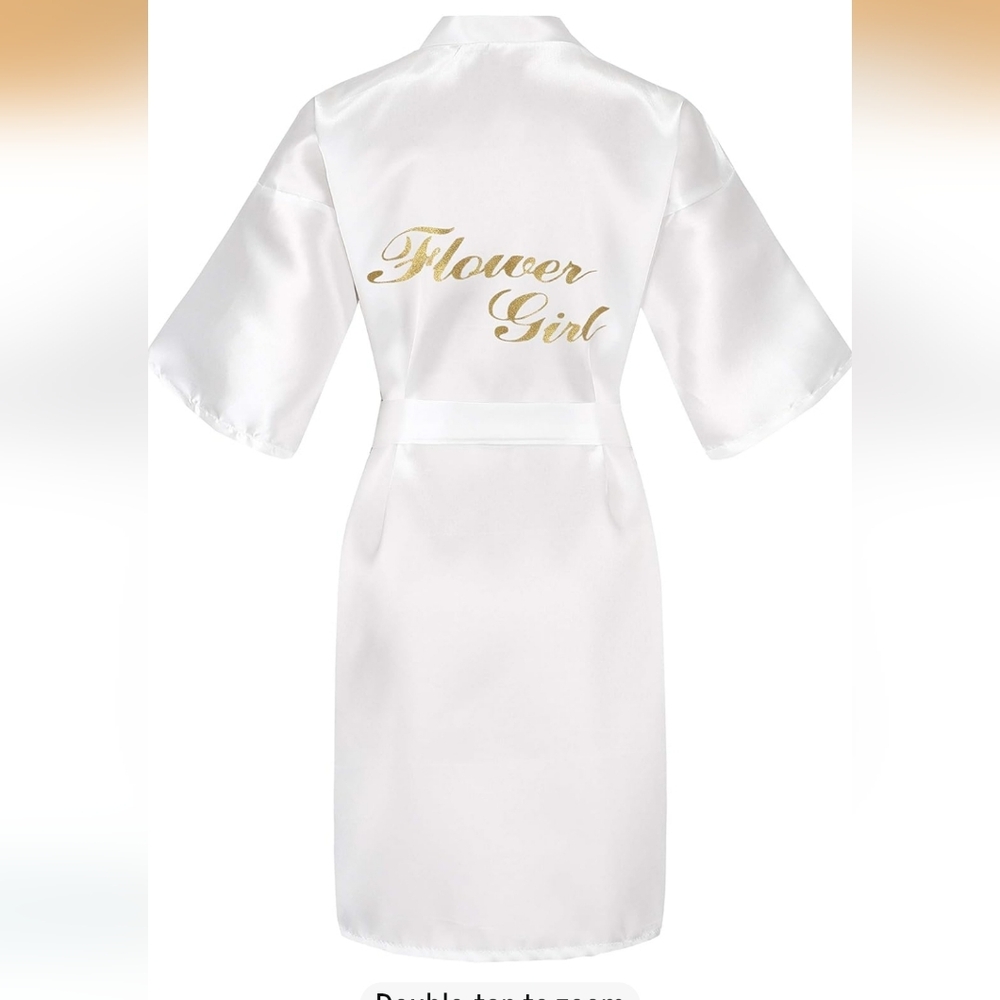 New White Satin Flower Girl Robe Size 8